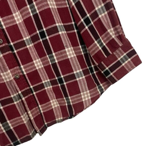 Faded Glory Mens Red Plaid Long Sleeve Button Down Flannel Shirt - Picture 3 of 7